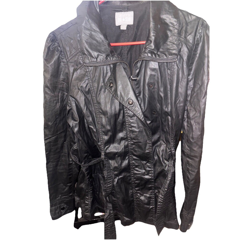 Converse One Star Jacket  Sz  L Women’s. Black Zip Up Button  Down With Belt!